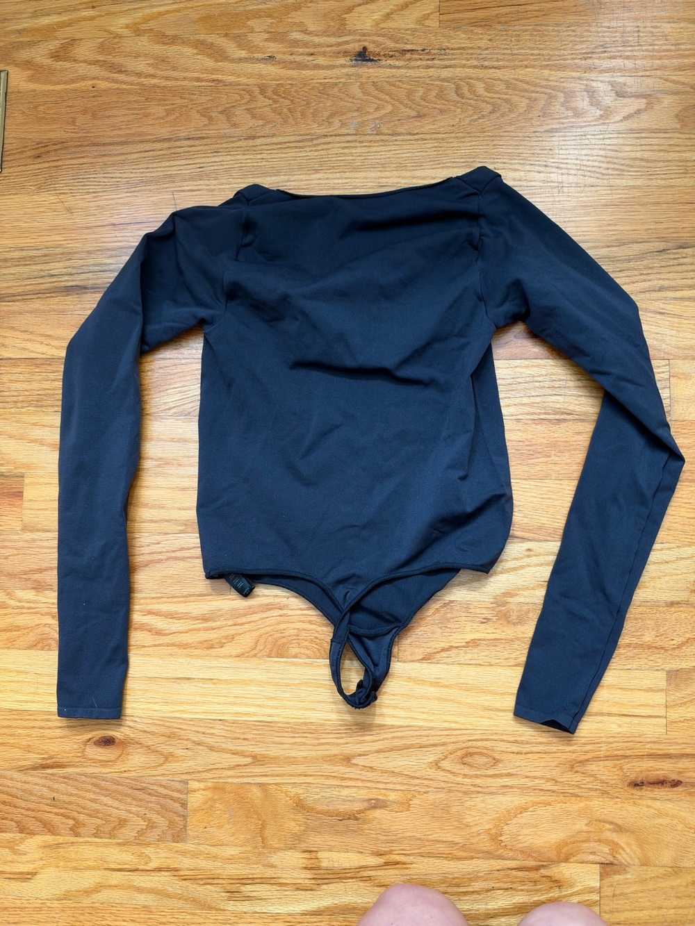 SKIMS Black Long-Sleeve Scoop Neck Bodysuit